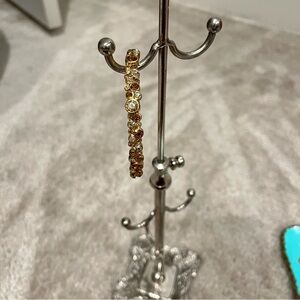 Multiple color crystal stone gold tone bangle bracelet